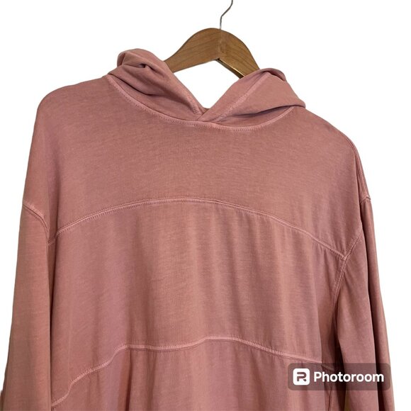 Roots Canada Hoodie Oversized Pullover Sweatshirt Organic Cotton Light Pink - Picture 2 of 11